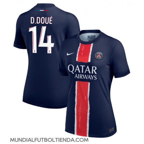 Camiseta Paris Saint-Germain Desire Doue #14 Primera Equipación Replica 2024-25 para mujer mangas cortas